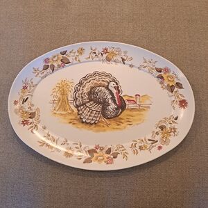 Vtg MCM Thanksgiving Turkey Platter Alexander Barna Apollo Ware Melmac